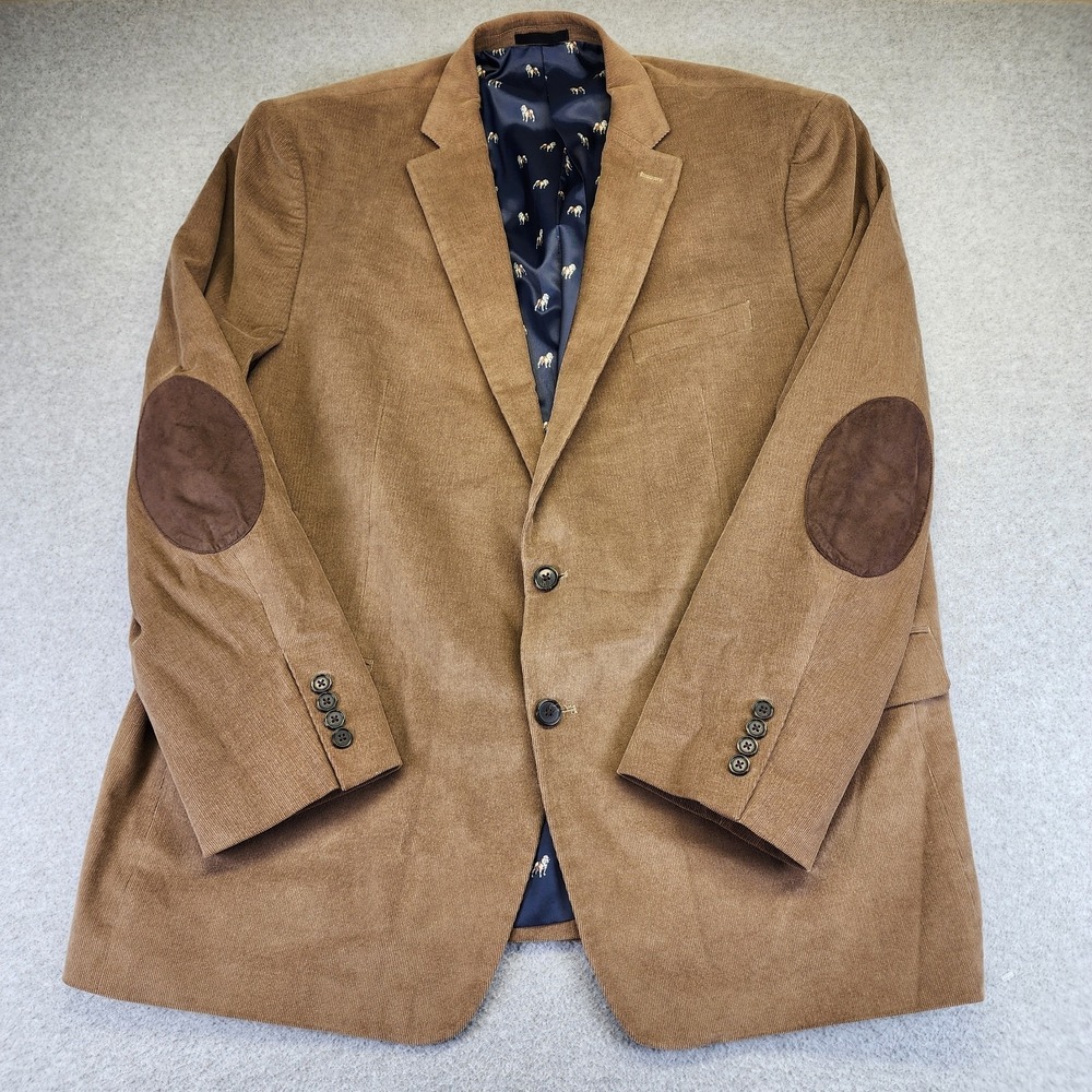 Lauren Ralph Lauren Mens 50L Corduroy Blazer Elbow Patch Dog Print Lining Brown